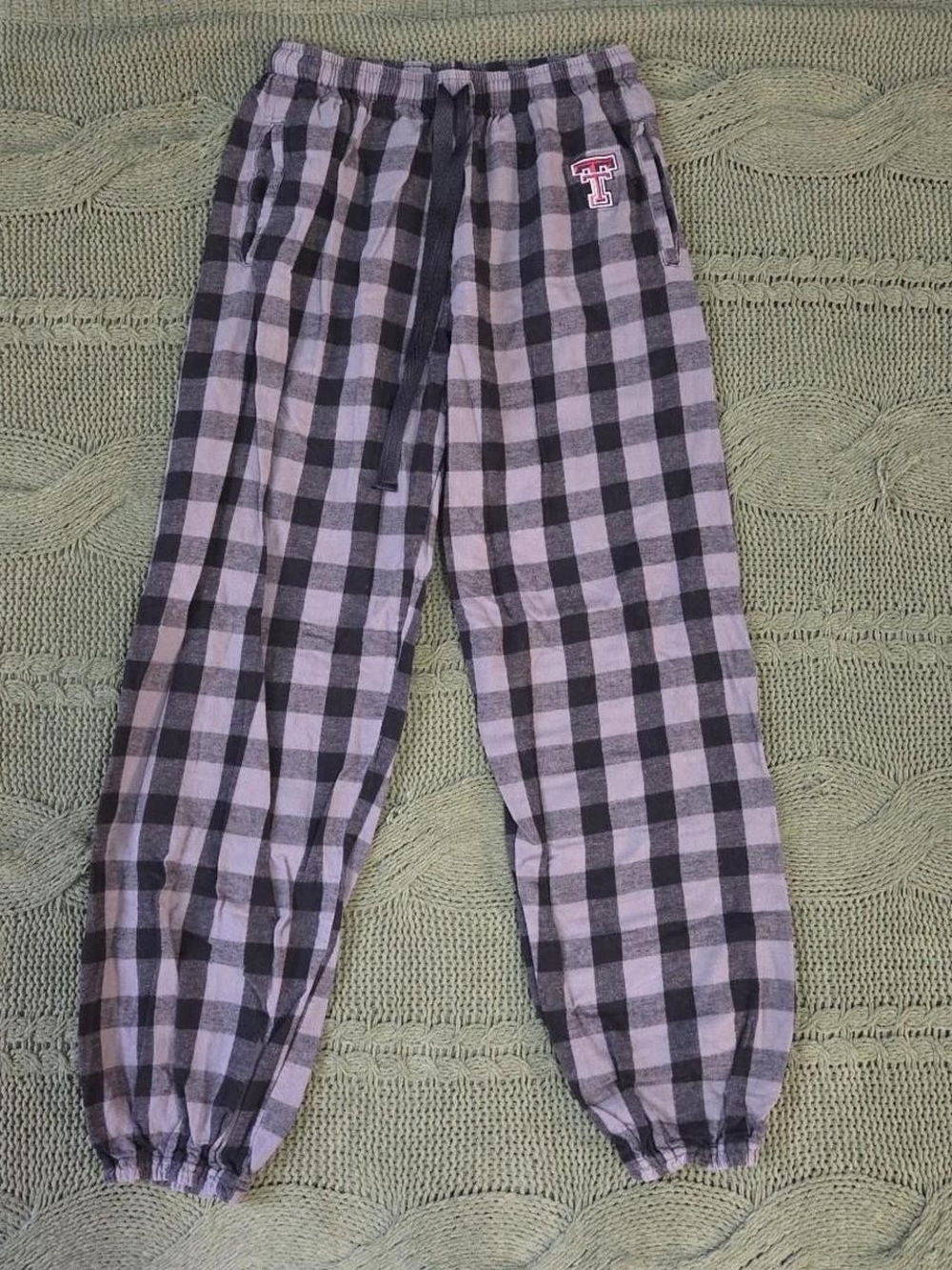 Texas Tech Pajama Pants Cinched Grey Plaid Boxercraft